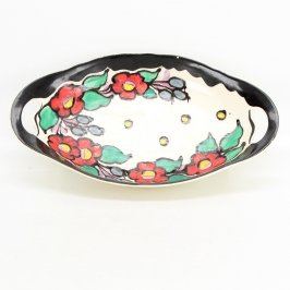 Dekorativní tác s květinami délky 34,5 cm