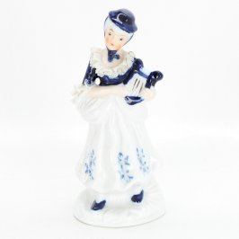 Porcelánová figurka dáma s harfou 17 cm